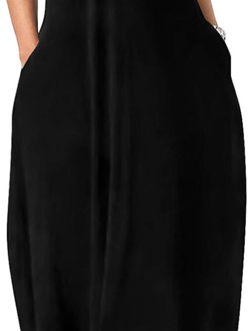 Women's Maxi Dresses Summer Spaghetti Strap Dress with Pockets