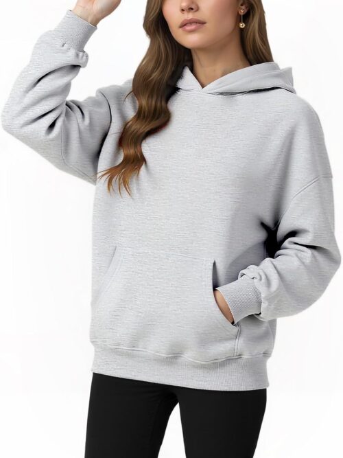 Womens Hooded Hoodies Sweatshirts - Long Sleeve Crewneck Sweaters With Pocket  Fashion Spring Oversized Clothes