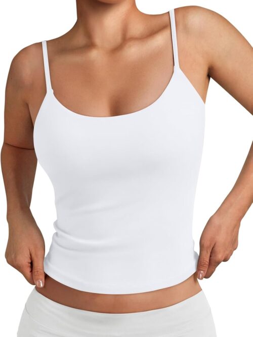 Womens Summer Double Lined Adjustable Spaghetti Strap Tank Top