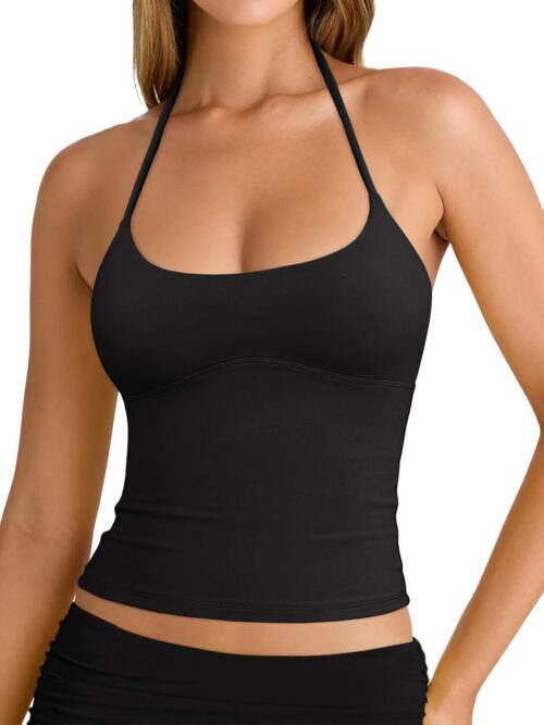 Women's Sexy Halter Backless Double Lined Tank Top Y2k Trendy Camisole Crop Tops