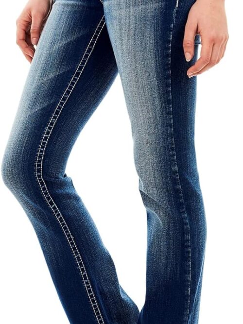 Curvy Bootcut Jeans for Women, Mid-Rise Insta Stretch Denim, Size-Inclusive Juniors Jeans