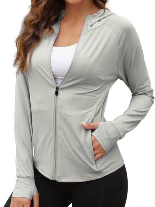 Women UPF 50+ Sun Protection Jacket Hoodie Sun Shirts Hiking Running Athletic Shirt