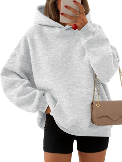 Women's Oversized Comfort Fleece Hoodies, Cozy Trendy Pullover Sweatshirts with Pockets For Fall & Winter